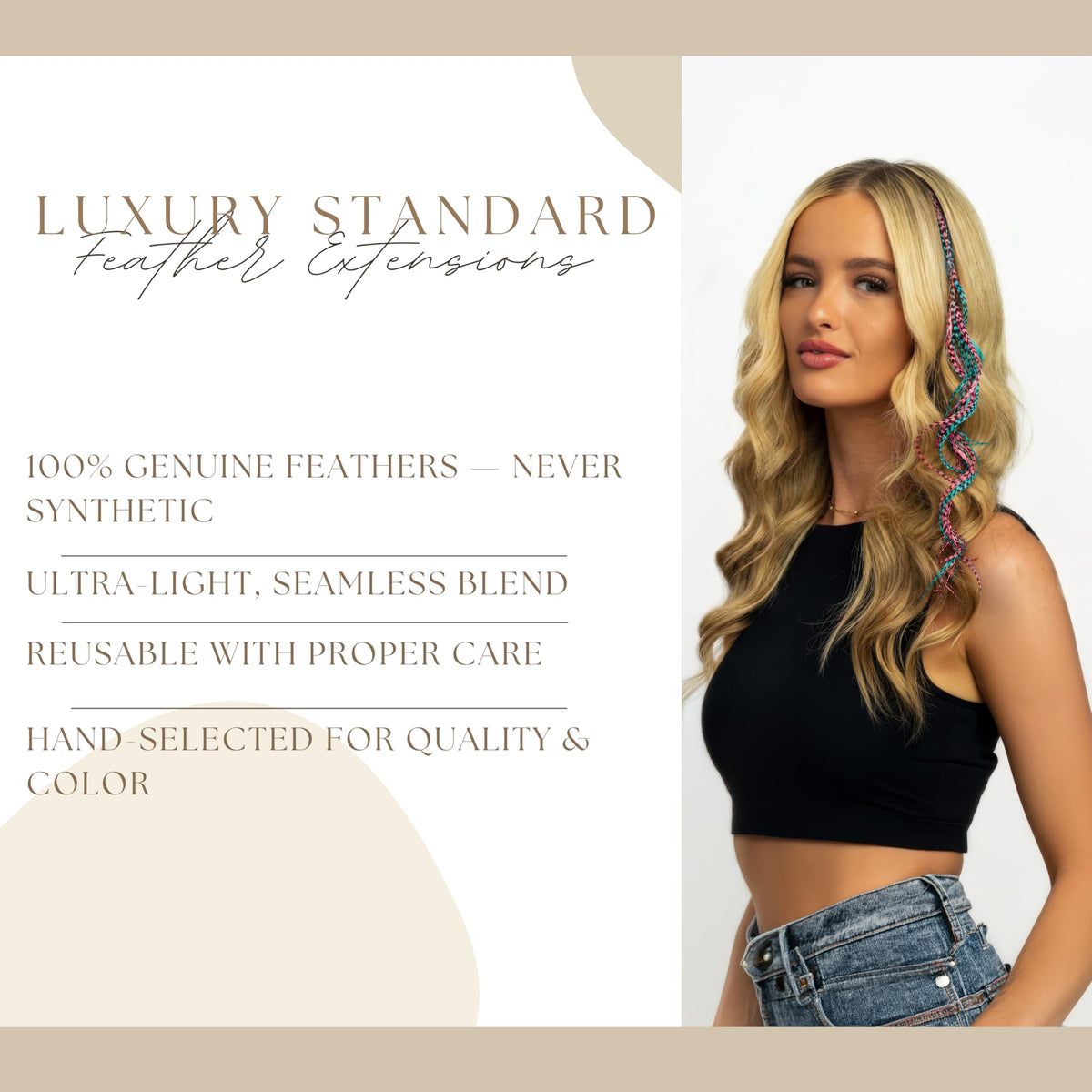 Feather Headz hair extensions styled with curling iron