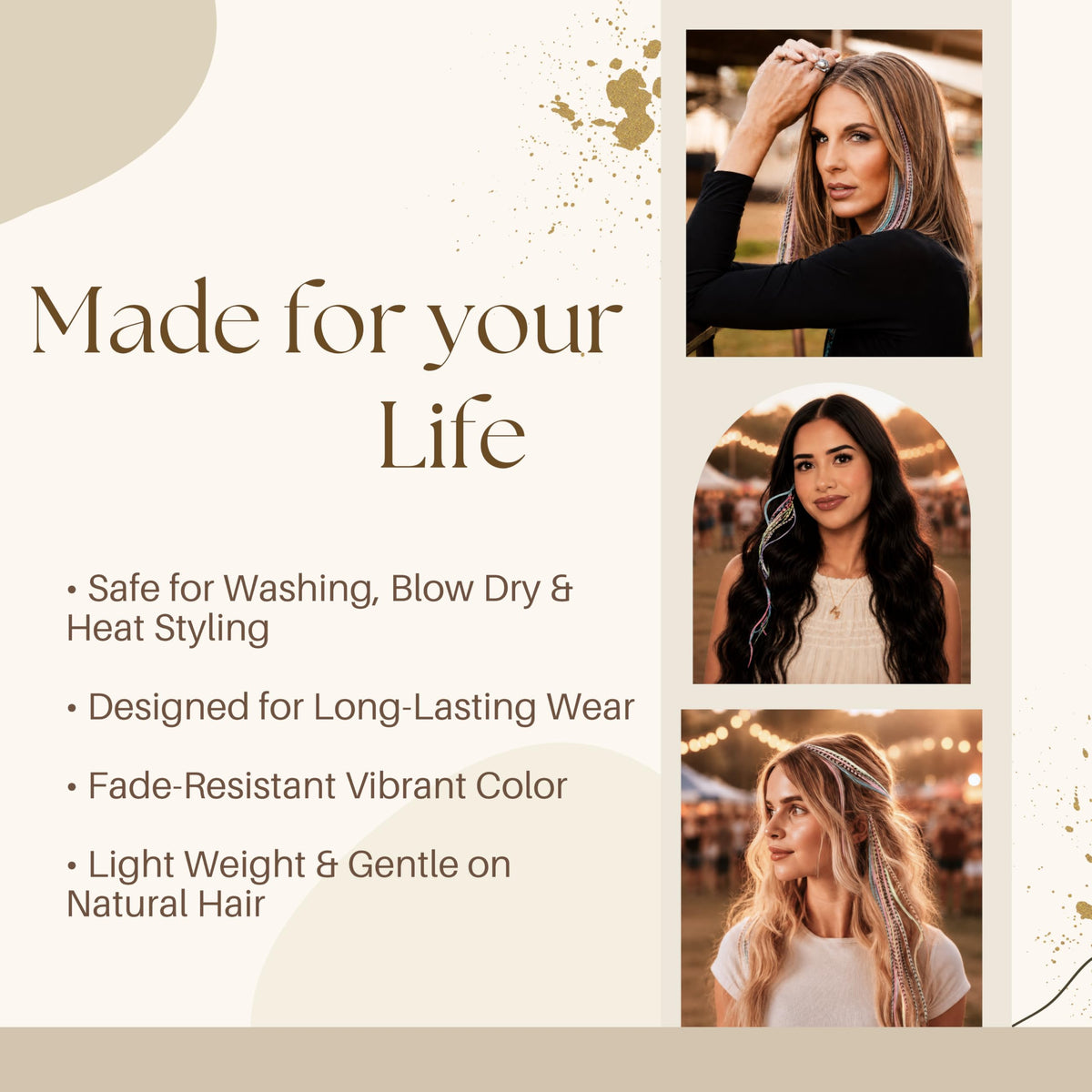 Feather Headz hair extensions with curling iron
