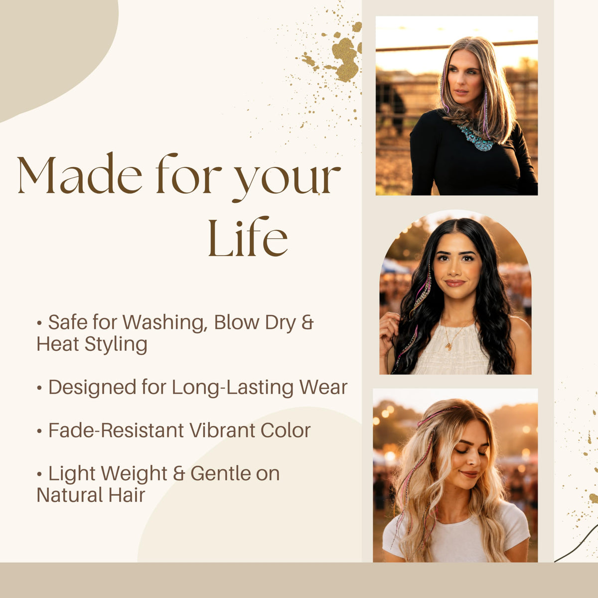 Feather Headz hair extensions with curling iron for styling