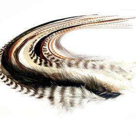 Feather Headz Natural Fluffy Colour Hair Feathers pack front view