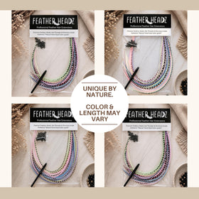 Feather Headz packaging for hair extensions