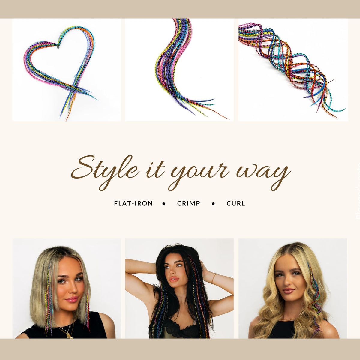 Feather Headz packaging for Rainbow Grizzly Hair Extensions