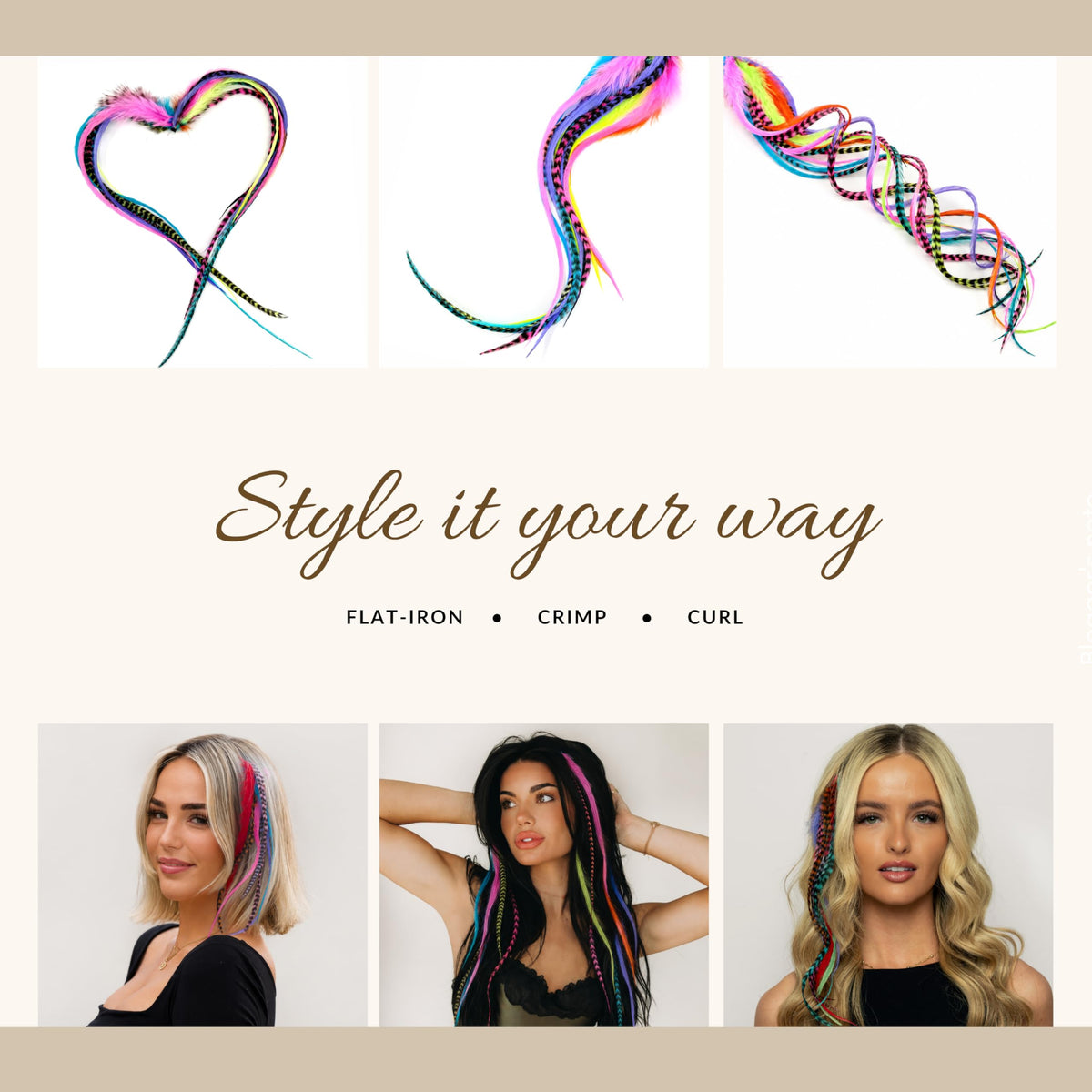 Feather Headz Rainbow Fluffy Hair Feathers in a variety of lengths