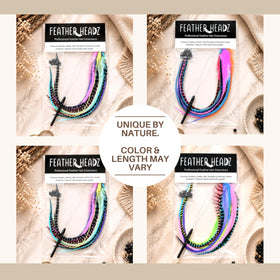 Feather Headz Rainbow Fluffy Hair Feathers installed in hair