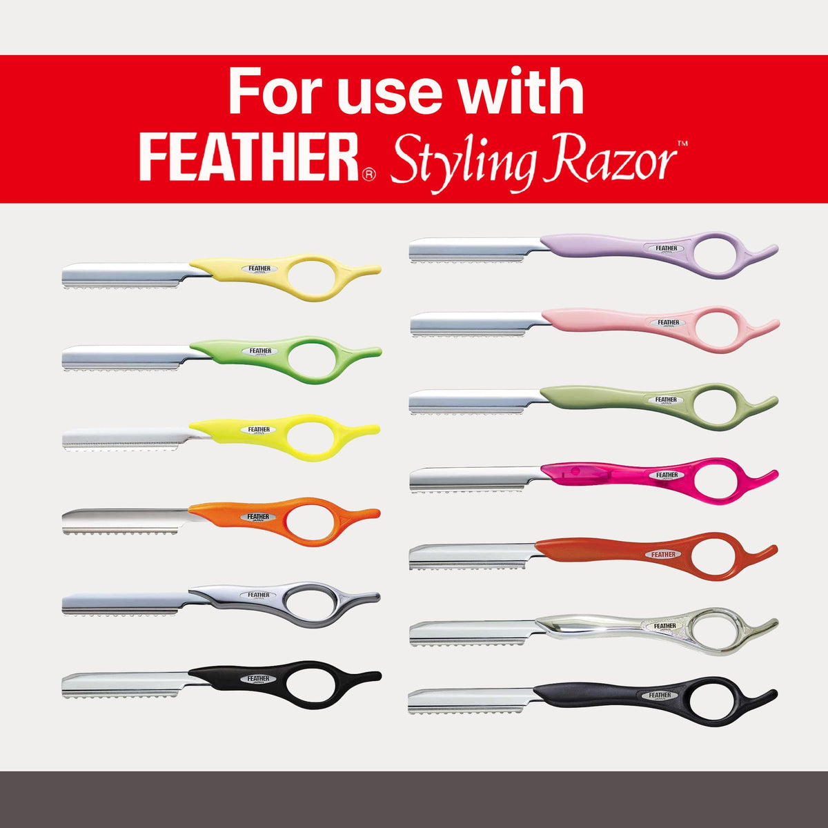 Feather razor blades ready for haircutting