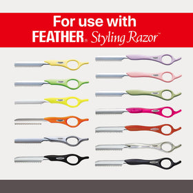Feather razor blades ready for haircutting