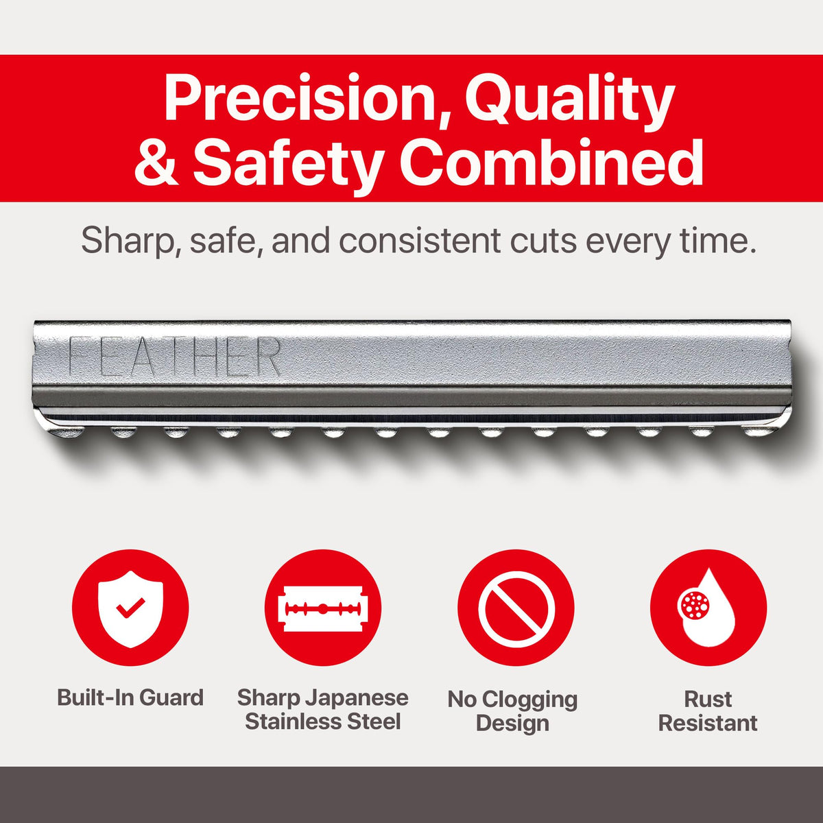 Feather razor blades showing stainless steel sharpness