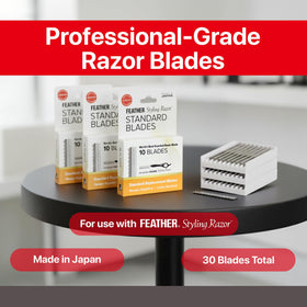 Feather replacement blades showing sharp edge
