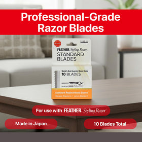 Feather replacement blades with dimensions shown