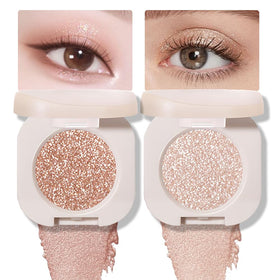 FeiCuiYun 2-Pack Glitter Shimmer Eyeshadow Palette front view with light brown and pearl white shades