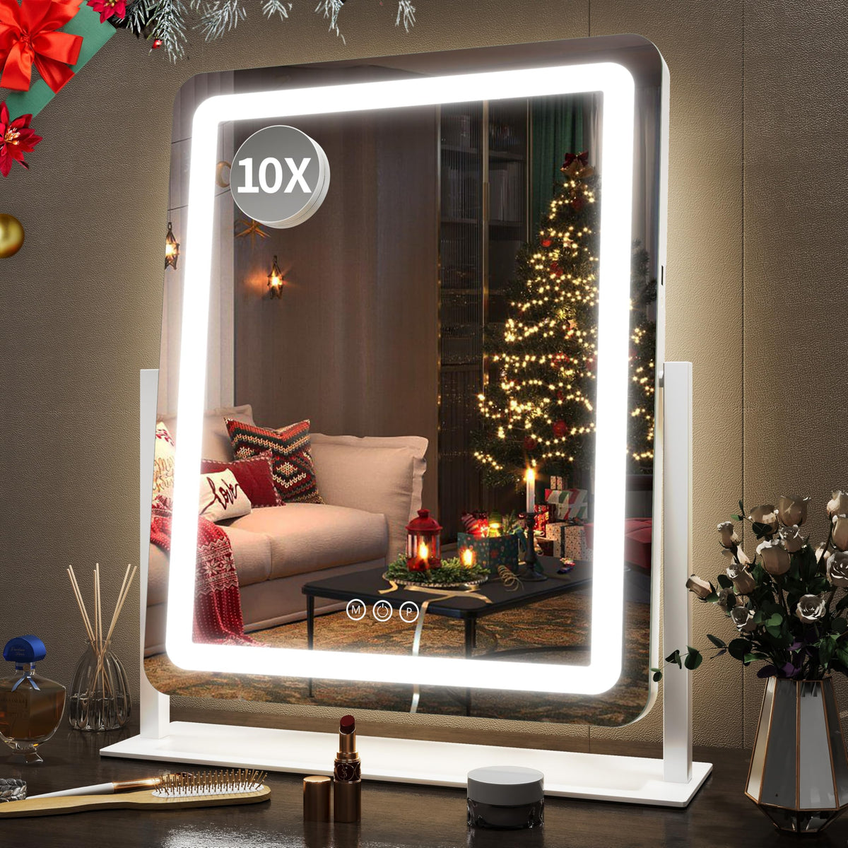 FENNIO 22 Inch LED Vanity Mirror front view with touch controls