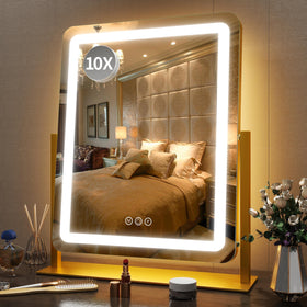 FENNIO 22 Inch Vanity Mirror with Lights in Gold front view