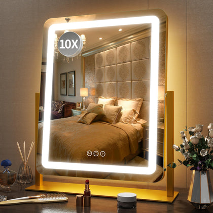 FENNIO 22 Inch Vanity Mirror with Lights in Gold front view