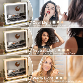 FENNIO Gold Vanity Mirror side view showing touch controls