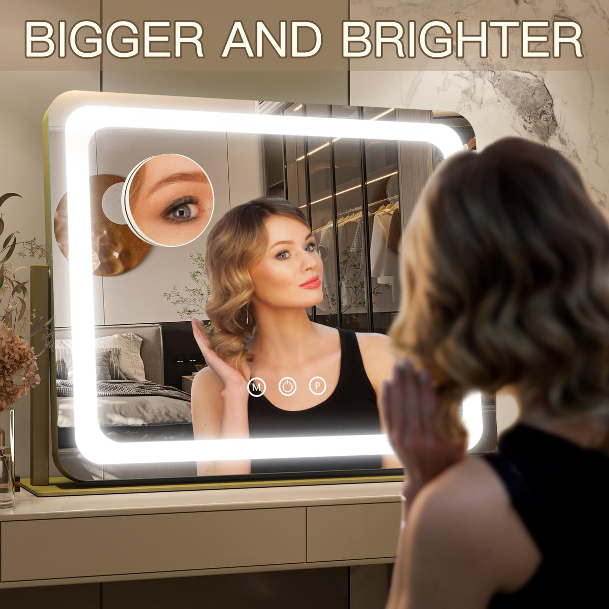 FENNIO Gold Vanity Mirror with adjustable brightness settings