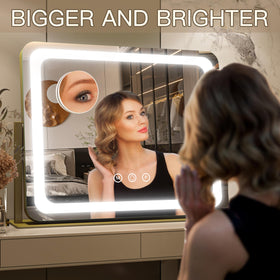 FENNIO Gold Vanity Mirror with adjustable brightness settings