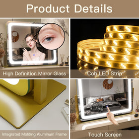 FENNIO Gold Vanity Mirror with warm light setting