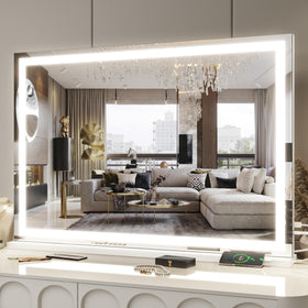FENNIO Large Vanity Mirror front view with adjustable brightness