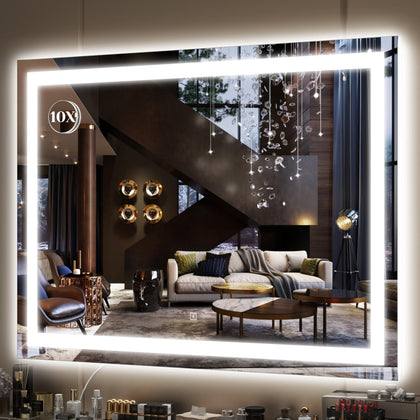 FENNIO Large Vanity Mirror front view with lights