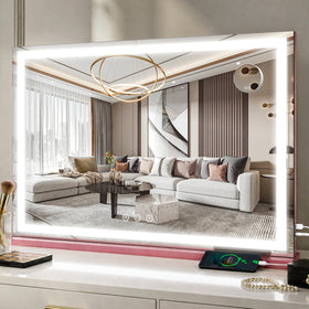 FENNIO Large Vanity Mirror front view with lights