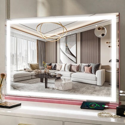 FENNIO Large Vanity Mirror front view with lights