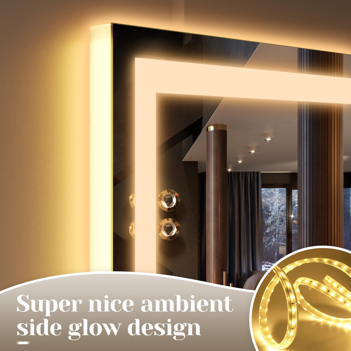 FENNIO Large Vanity Mirror mounted on a wall