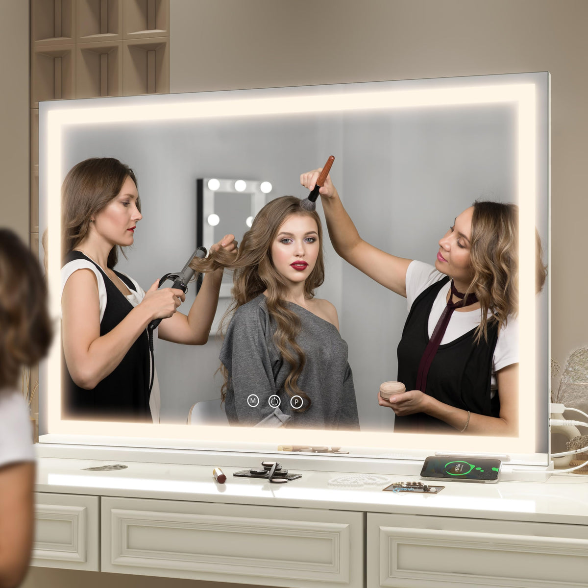 FENNIO Large Vanity Mirror mounted on a wall
