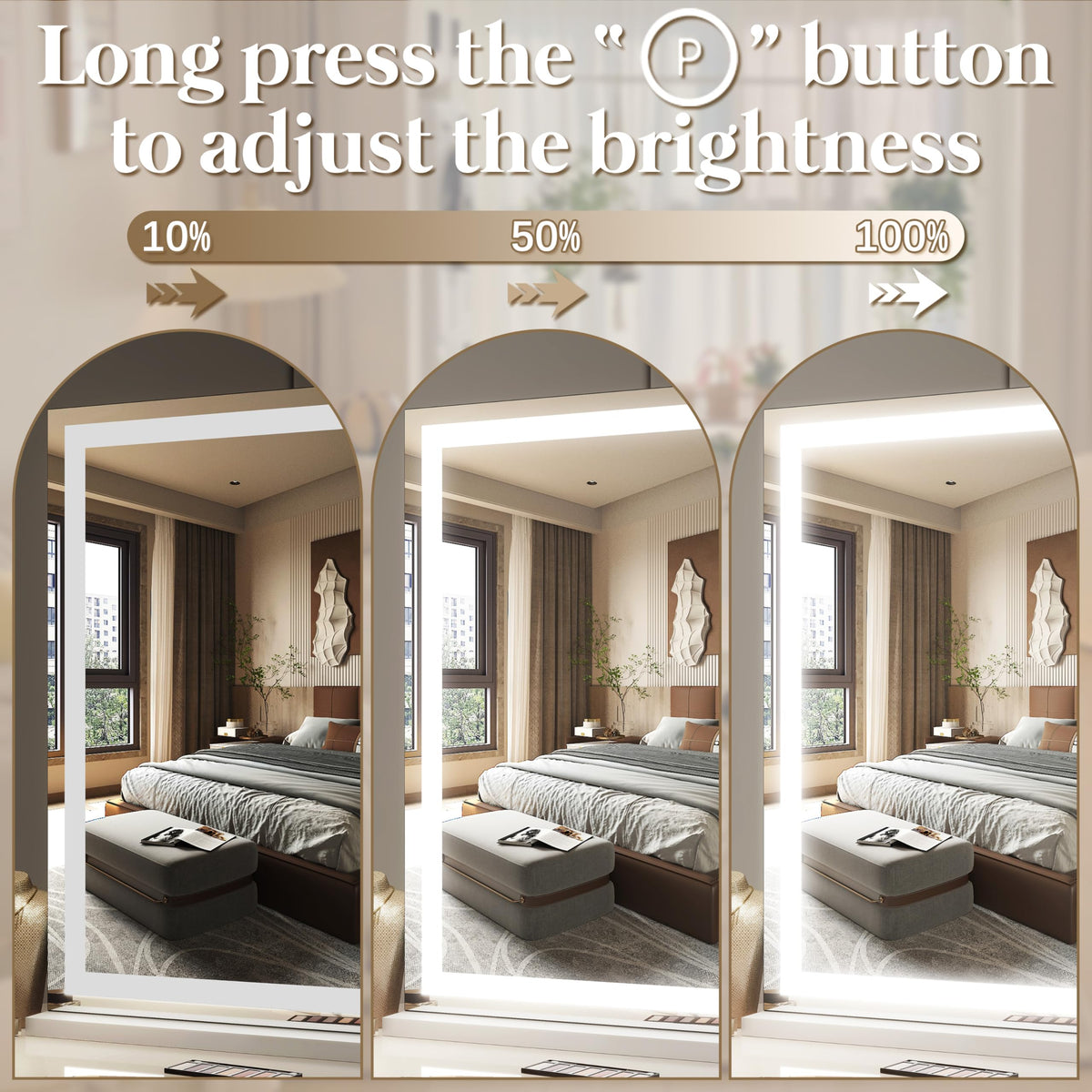 FENNIO Large Vanity Mirror mounted on wall in a stylish bathroom