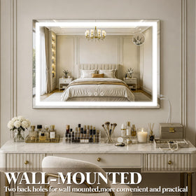 FENNIO Large Vanity Mirror showcasing three colour lighting modes