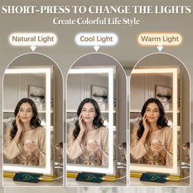 FENNIO Large Vanity Mirror side view showing adjustable brightness buttons