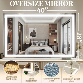 FENNIO Large Vanity Mirror with warm light setting