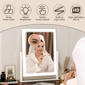 FENNIO makeup mirror with detachable 10X magnifying mirror