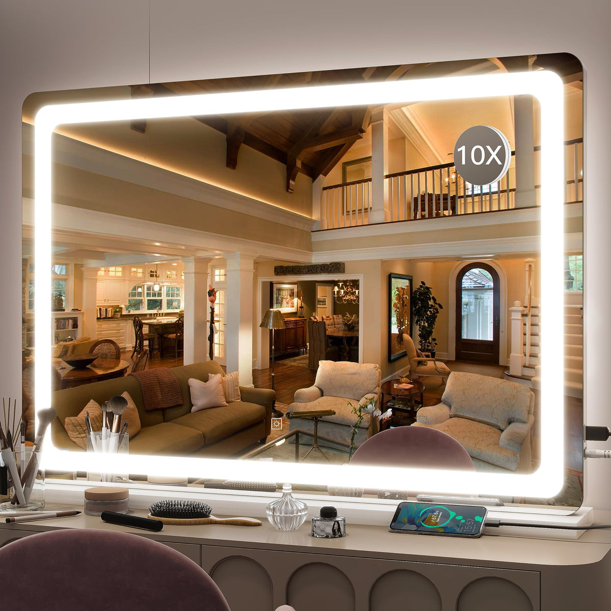 FENNIO Vanity Mirror 32x22 front view with lights