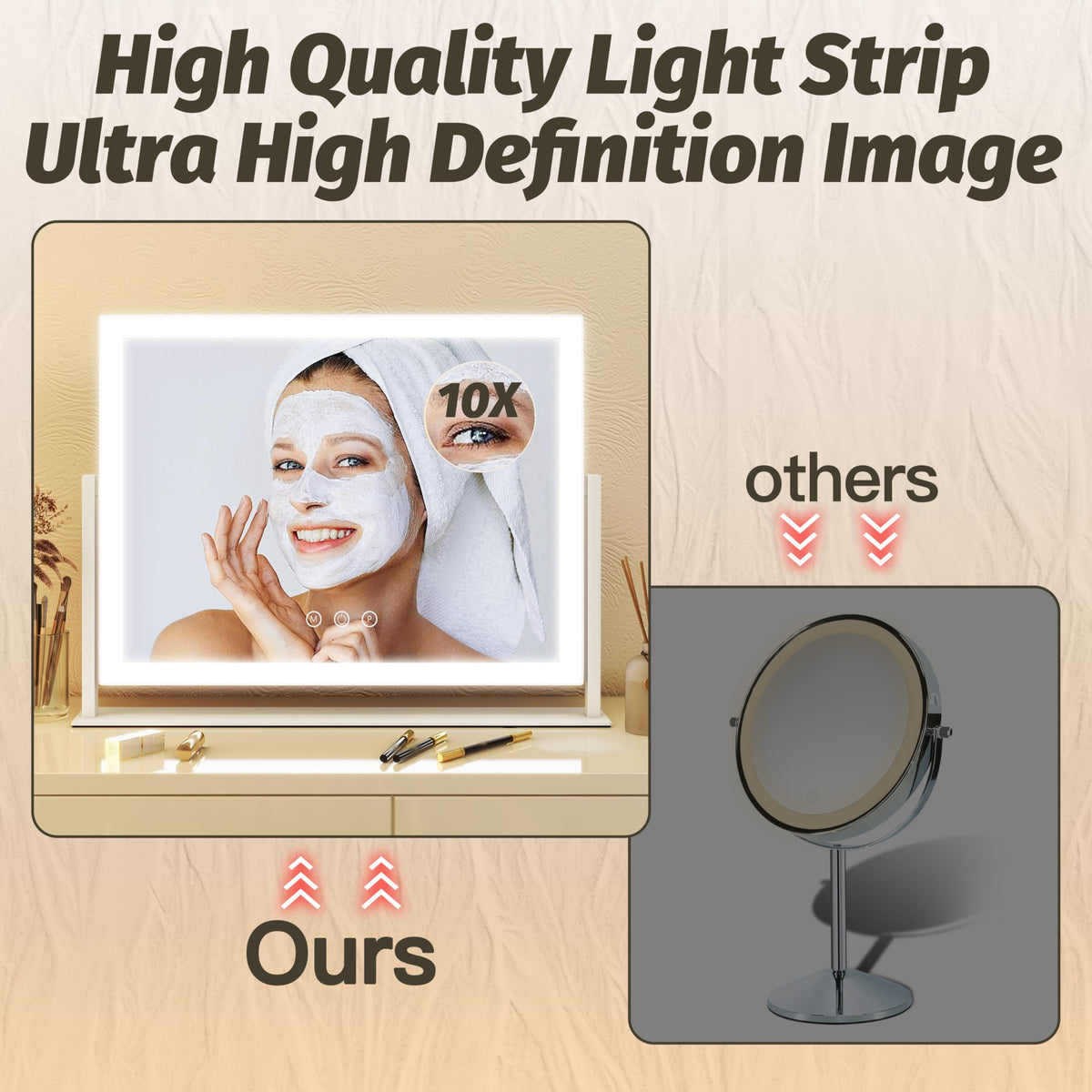 FENNIO Vanity Mirror displayed on a vanity desk