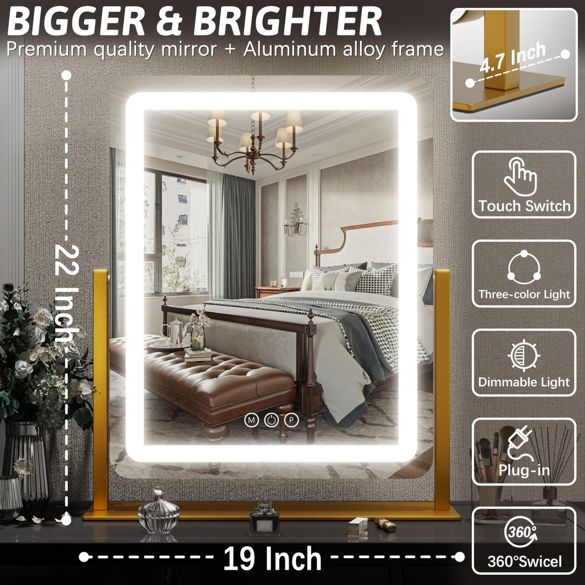 FENNIO Vanity Mirror in a stylish bedroom setup