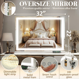 FENNIO Vanity Mirror in a well-lit vanity setup