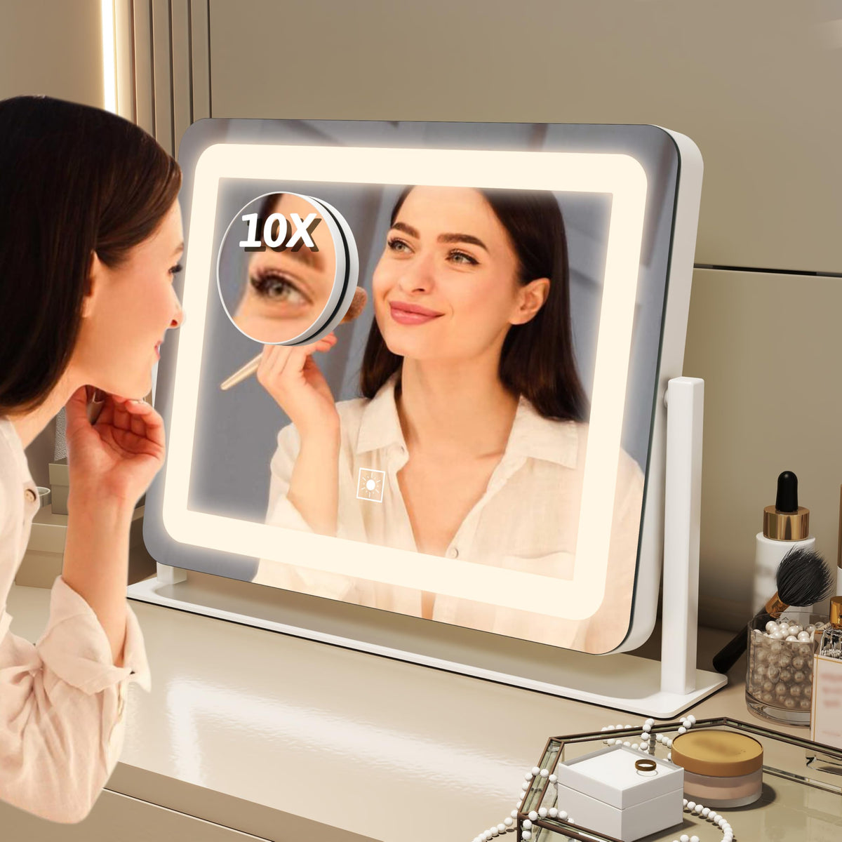 FENNIO Vanity Mirror lifestyle scene on a vanity