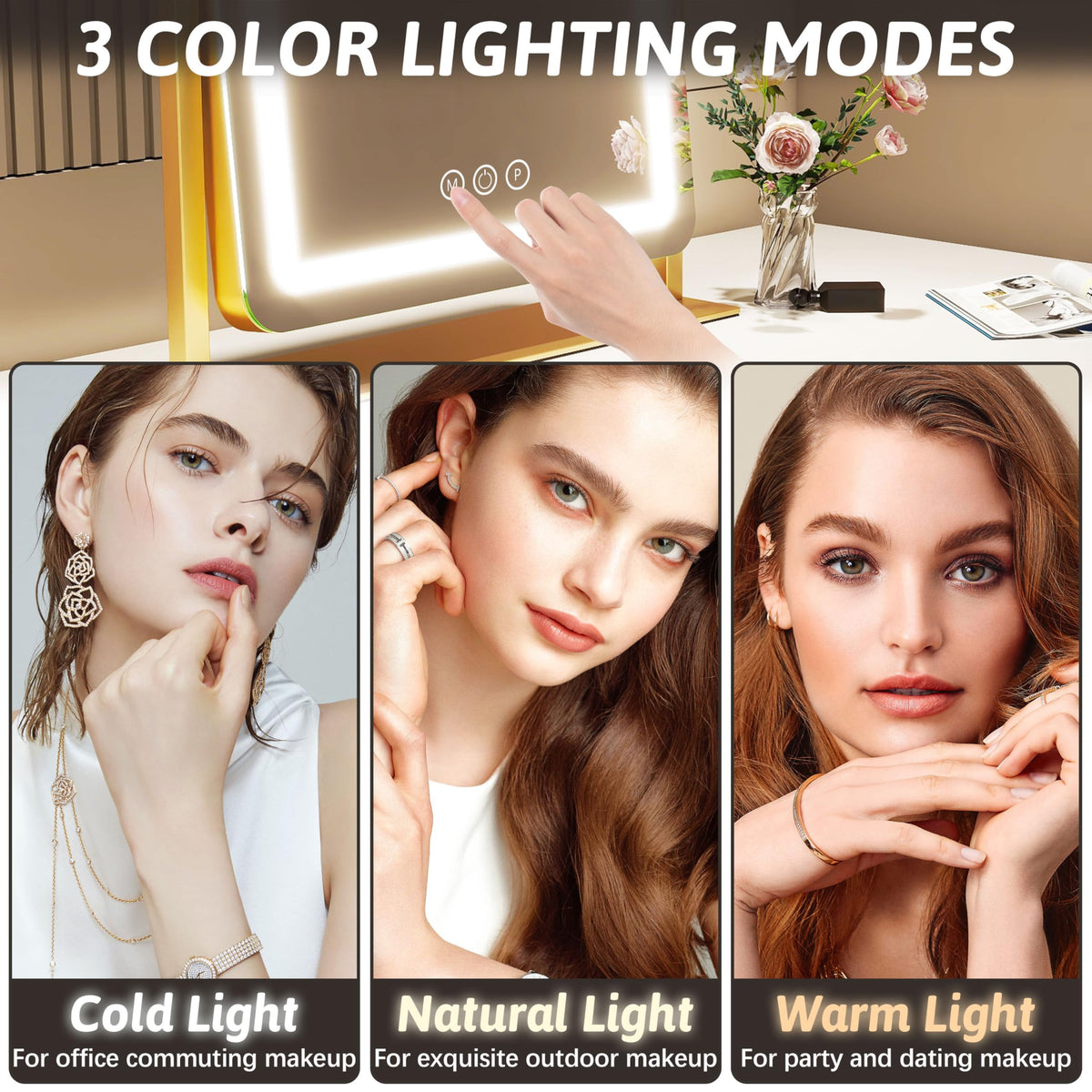 FENNIO Vanity Mirror showing touch control buttons