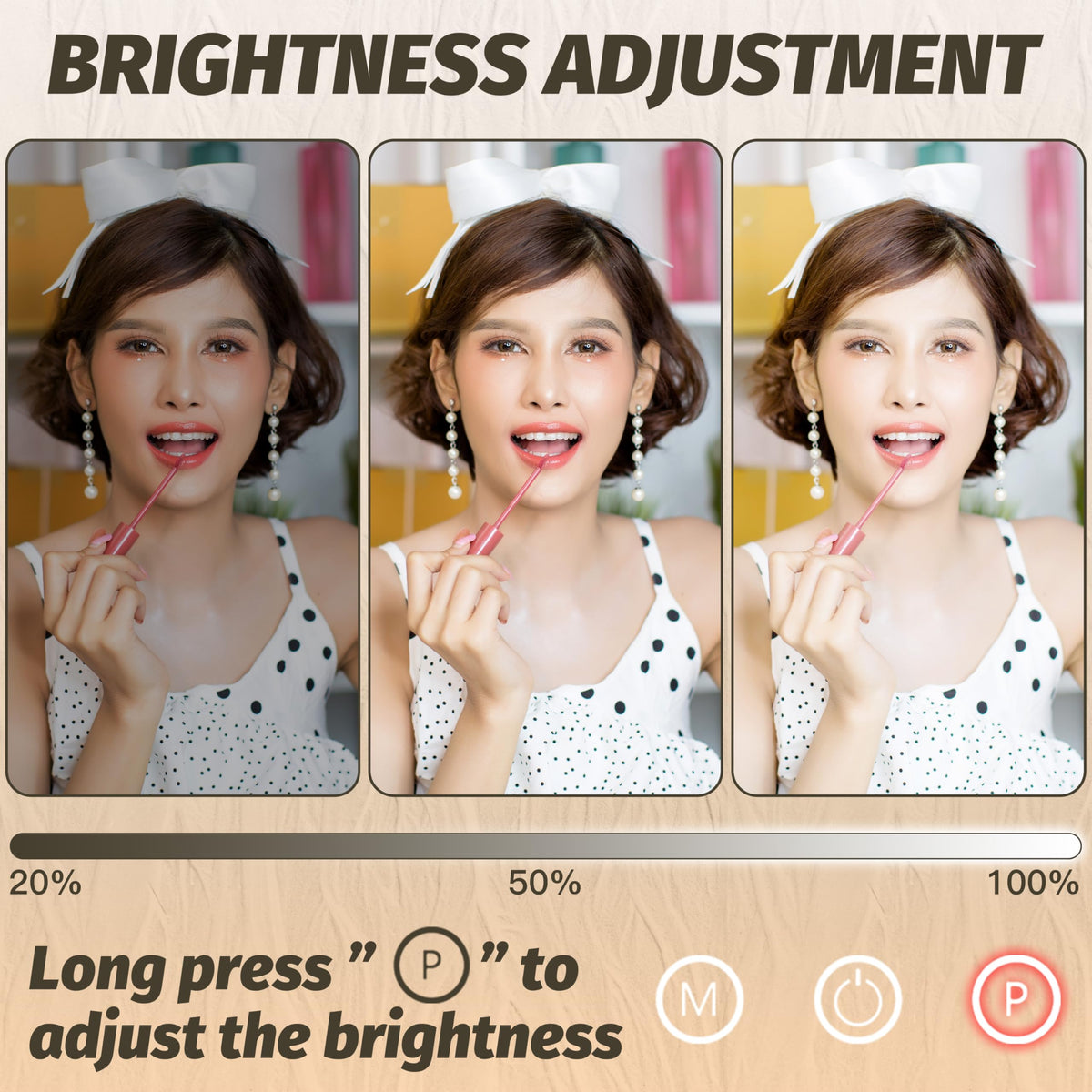 FENNIO Vanity Mirror showing warm light setting