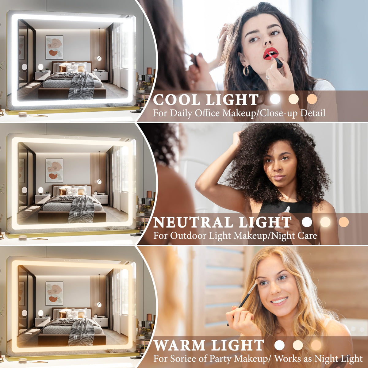 FENNIO Vanity Mirror side view showing touch sensor
