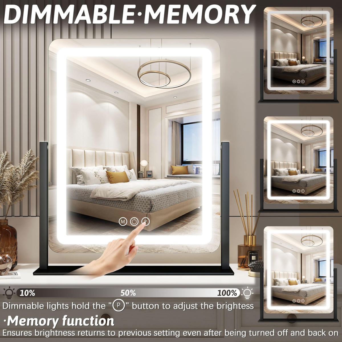 FENNIO Vanity Mirror with adjustable brightness settings