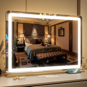 FENNIO Vanity Mirror with Lights 32x22 Gold front view