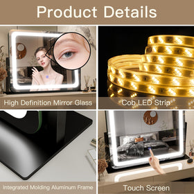 FENNIO Vanity Mirror with Lights close-up of aluminum frame