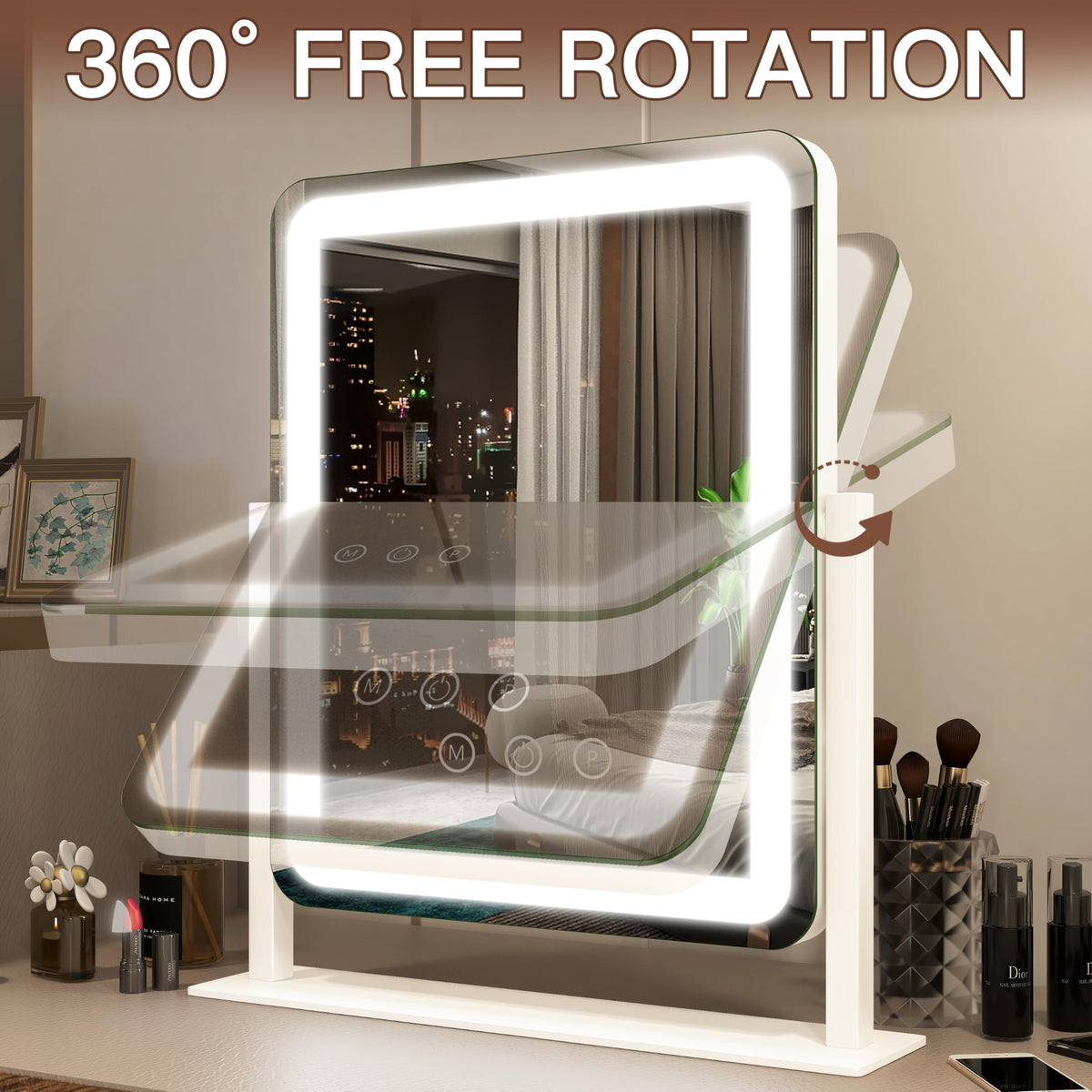 FENNIO Vanity Mirror with Lights close-up of frame