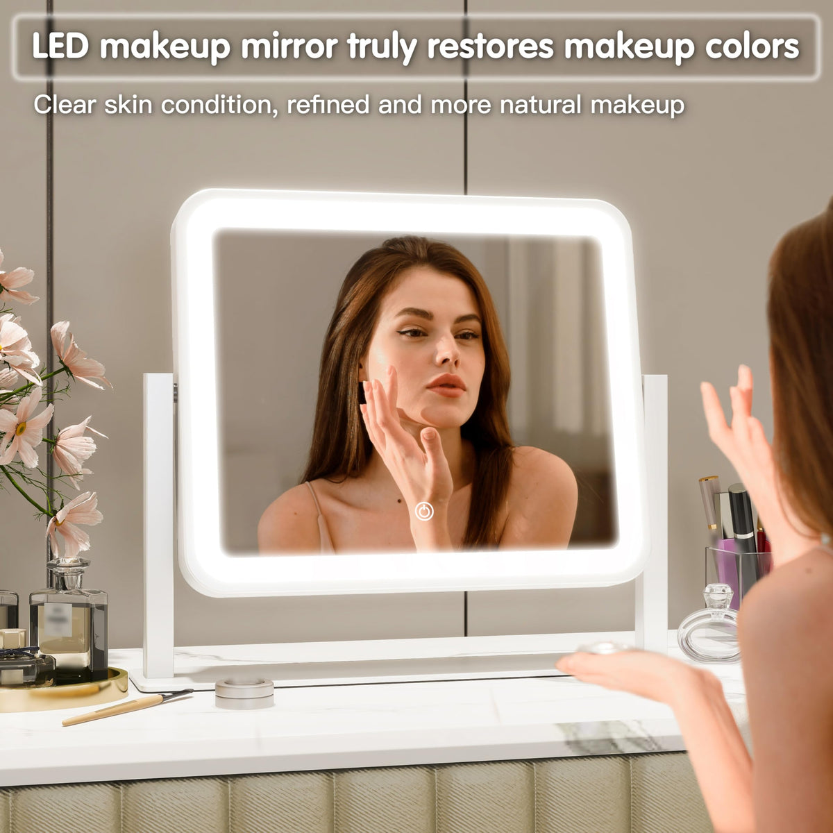 FENNIO Vanity Mirror with Lights displaying 3-color lighting modes