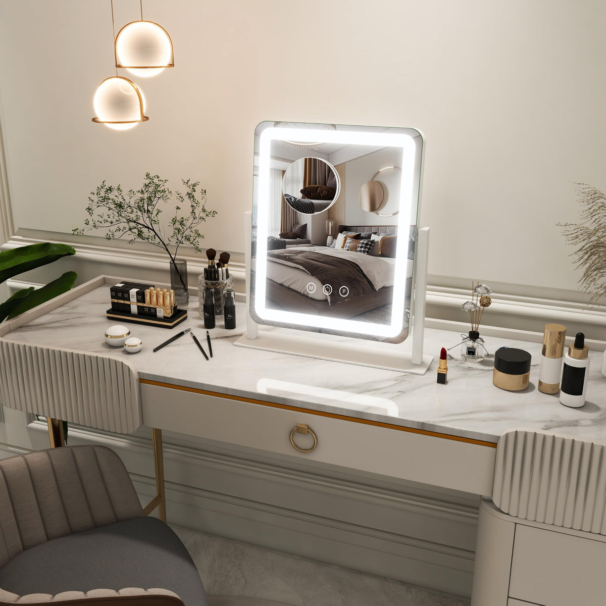 FENNIO Vanity Mirror with Lights displaying 3 lighting modes