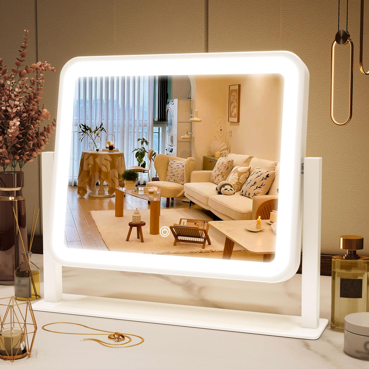 FENNIO Vanity Mirror with Lights front view, 16x13 size