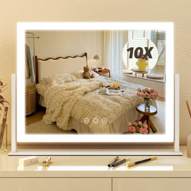 FENNIO Vanity Mirror with Lights front view showcasing 3-color lighting
