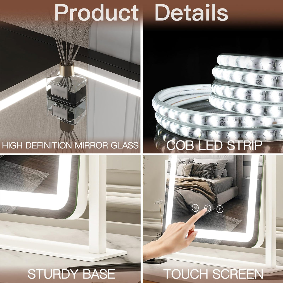 FENNIO Vanity Mirror with Lights in a bedroom setting