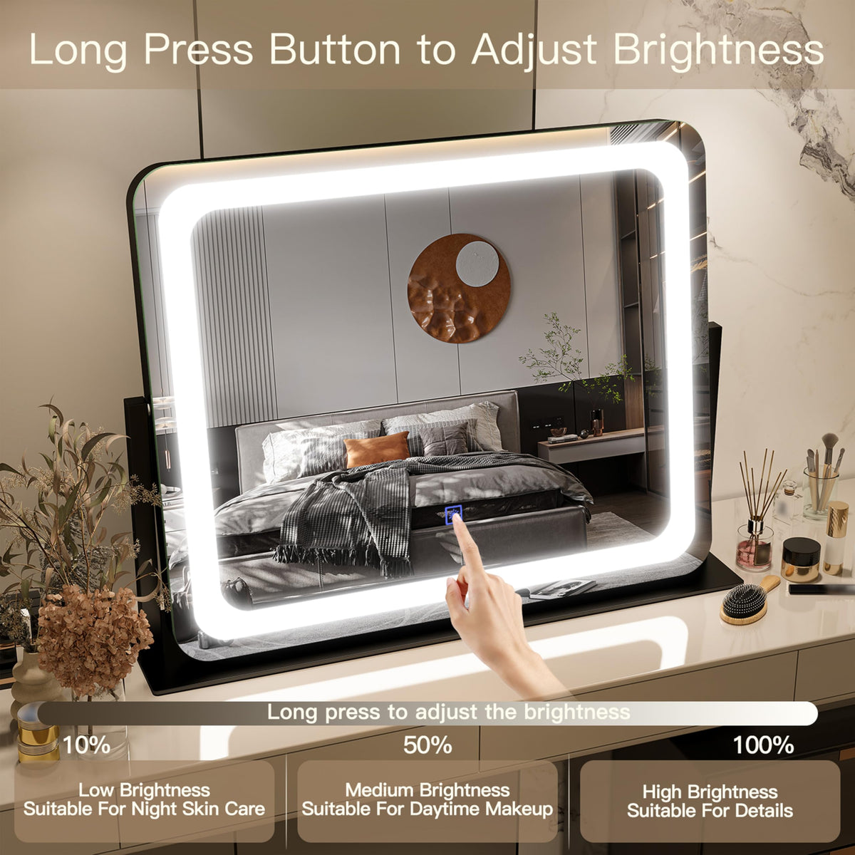 FENNIO Vanity Mirror with Lights in cool lighting mode
